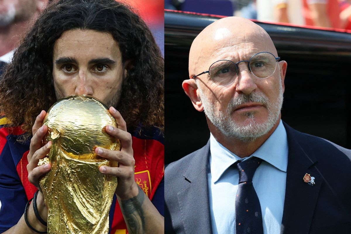 Cucurella e De la fuente, lateral e técnico da Espanha/FRANCK FIFE / AFP e ODD ANDERSEN / AFP