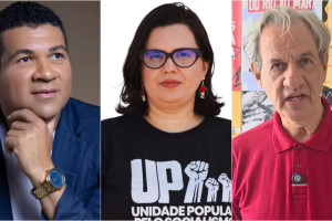 Jeremias Cosmo (Democrata), Camila Flac&atilde;o (UP) e Guilherme Fonseca (PSTU)