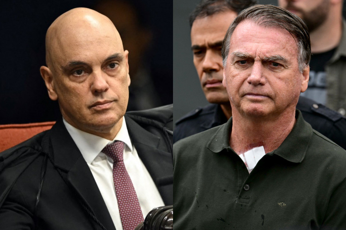 Alexandre de Moraes (à esquerda) e Jair Bolsonaro (à direita)/EVARISTO SA / AFP e PABLO PORCIUNCULA / AFP