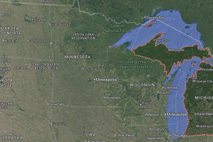 Regi&atilde;o dos estados de Michigan e Minnesota