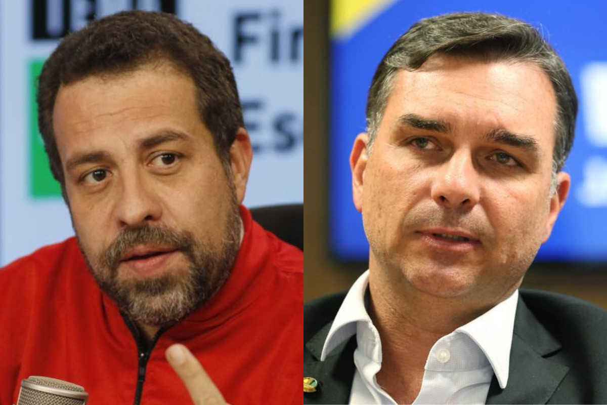 Montagem ilustra Guilherme Boulos e Flávio Bolsonaro/Bruno Peres/Agência Brasil e Beto Barata/ PL