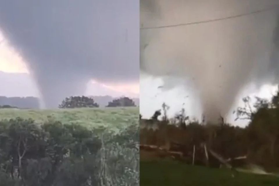Tornado atinge municípios do Paraná e deixa desalojados./Reprodução/Redes sociais.
