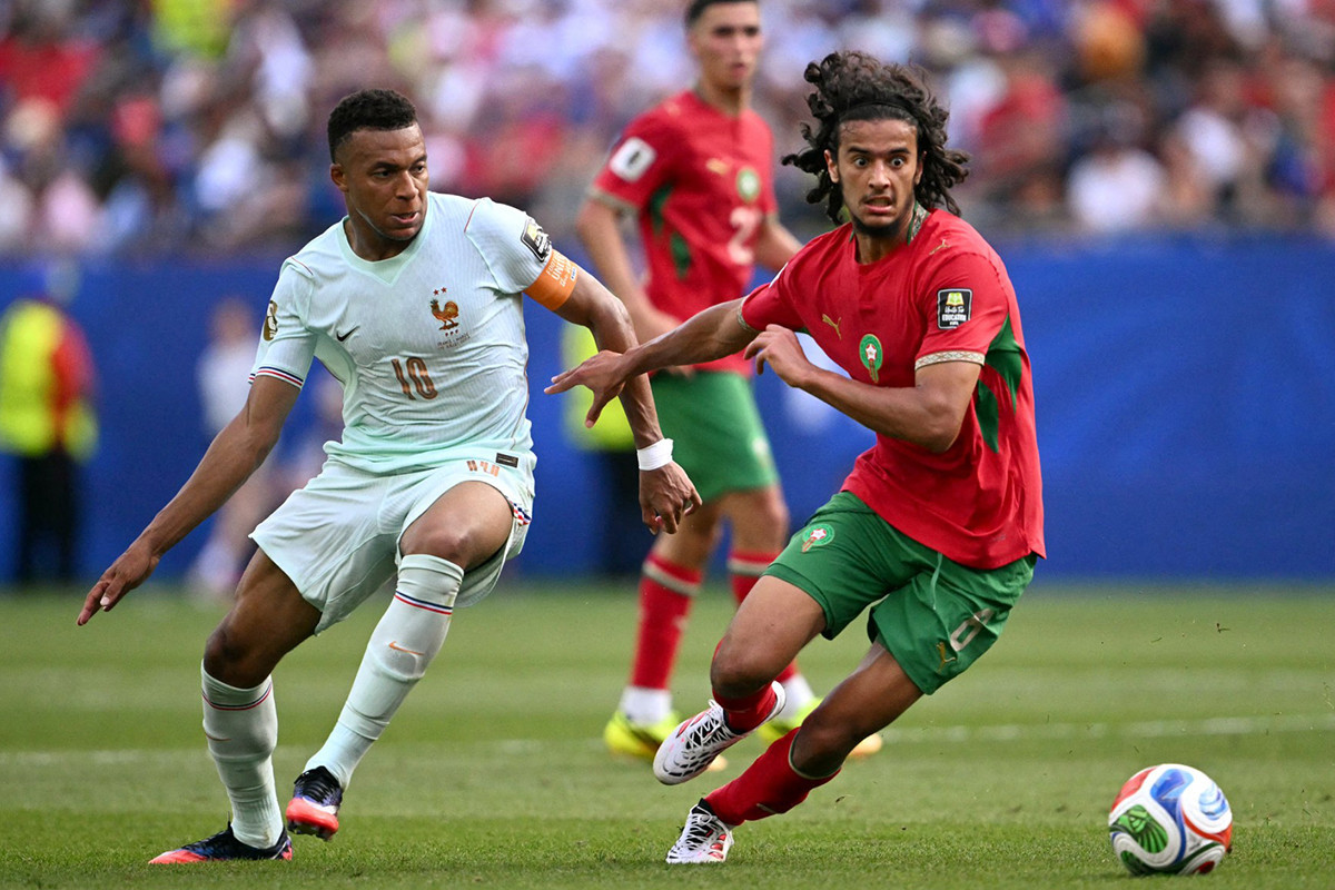 Ayyoub Bouaddi, meia da seleção de Marrocos/MAURO PIMENTEL/AFP