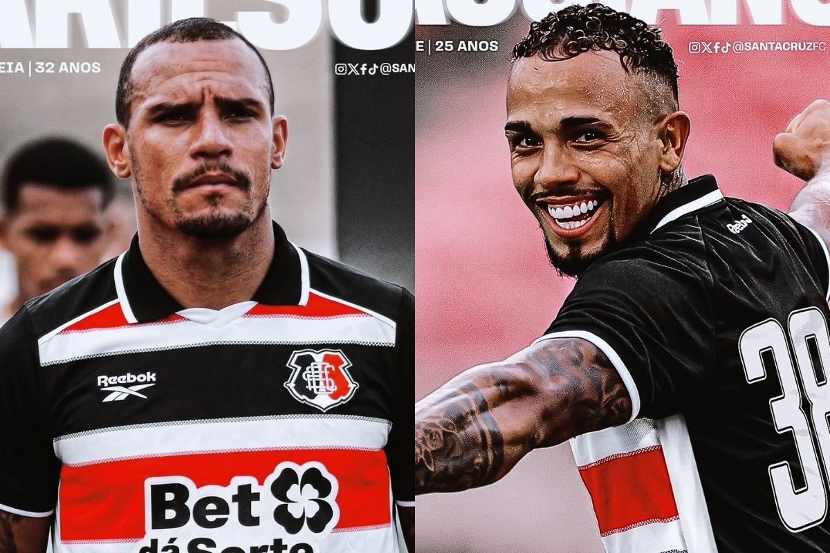 O volante Arilson e o atacante Cassiano, novas contratações do Santa Cruz /Reprodução/SCFC