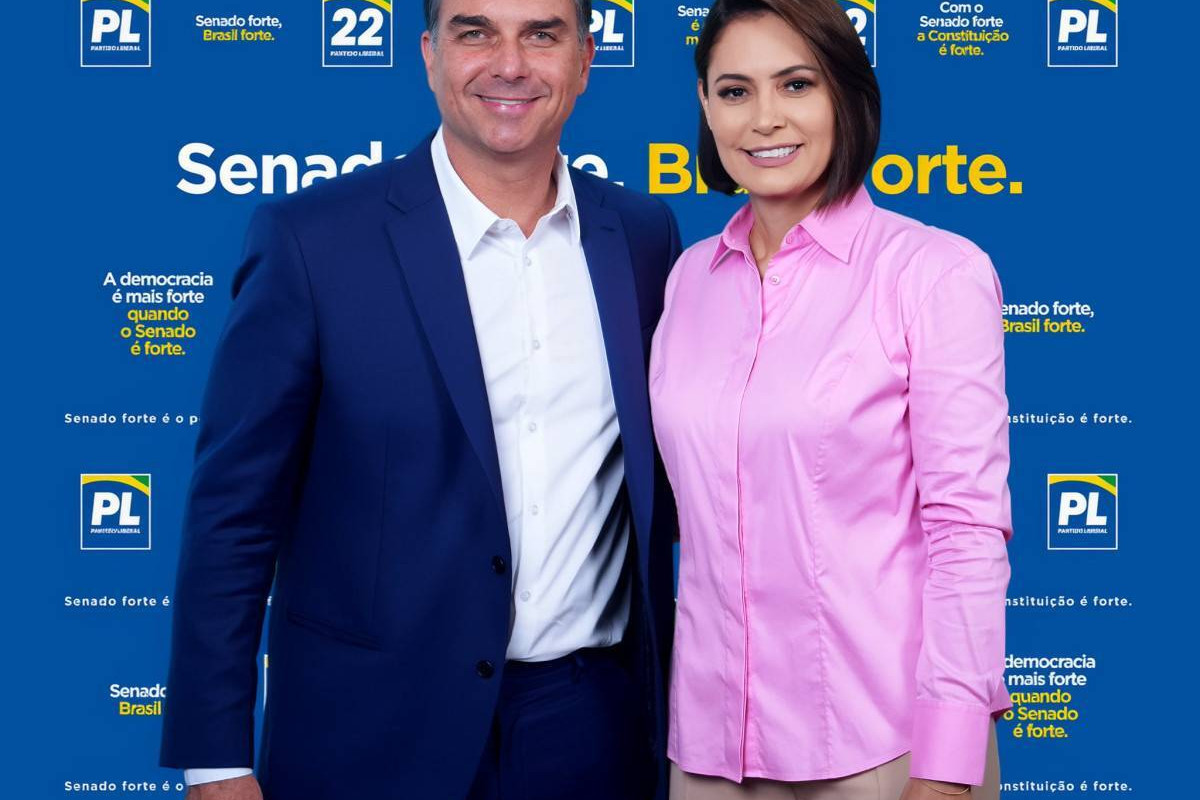 Fl&aacute;vio Bolsonaro (PL) e Michelle Bolsonaro (PL-DF)/Vittor Sales/Divulga&ccedil;&atilde;o