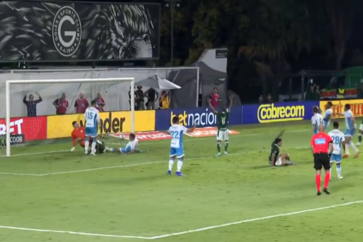 Lance do gol da vitória do Goiás sobre o Londrina/REPRODUÇÃO/VÍDEO
