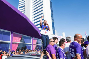 Raquel discursou para apoiadores em Caruaru