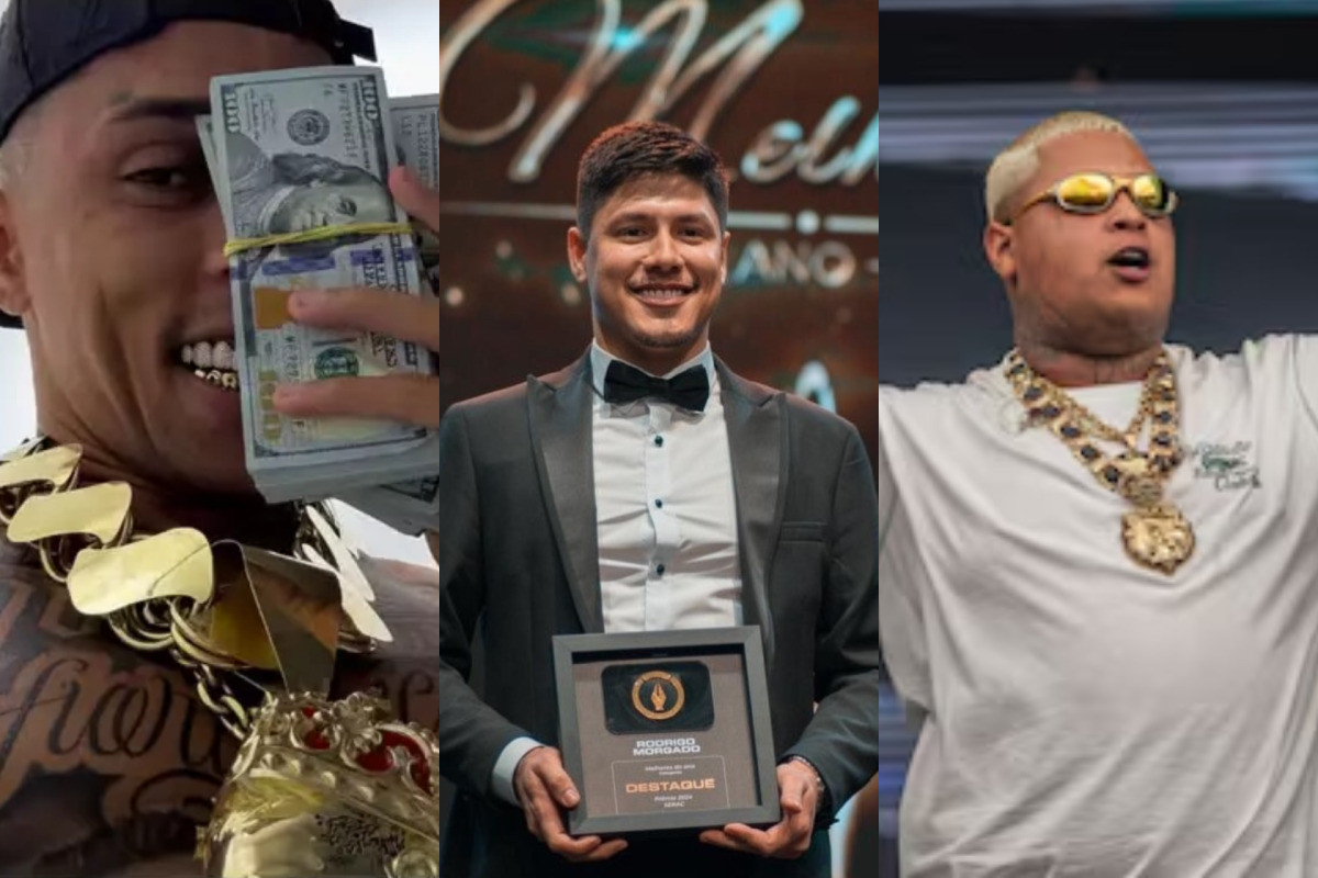 O influenciador Buzeira, o contador Rodrigo de Paula Morgado e o MC Ryan/Reprodução/Redes sociais