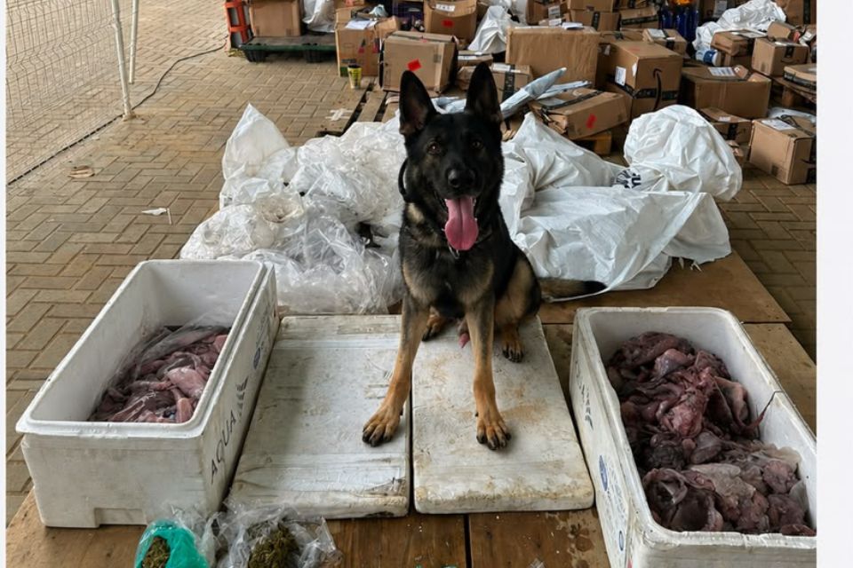 Carga estava dentro de caixas de isopor junto com carne de polvo /Divulgação/PMPE