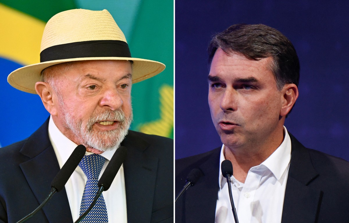 Lula e Flávio Bolsonaro/SERGIO LIMA / AFP