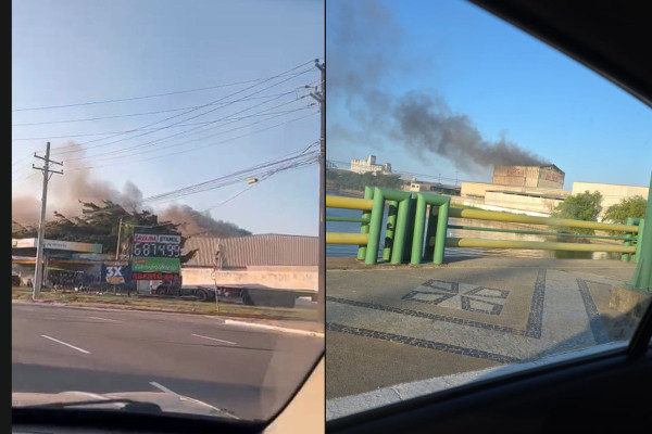 Registros do incêndio na fábrica de fertilizantes no Porto do Recife