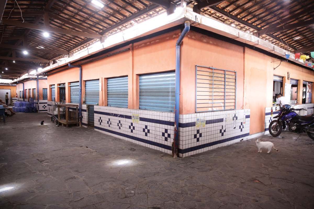 Mercado de Santo Amaro tem telhas quebradas, rachaduras, banheiros danificados e boxes fechados (Maurício Ferry/DP Fotos)