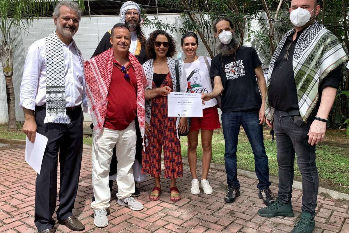 Inauguração da Praça da Palestina, em 2022/Foto: Beto Figueiroa/ Divulgação