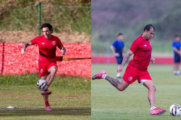 Jean Carlos e Vin&iacute;cius em treinamento no CT do N&aacute;utico