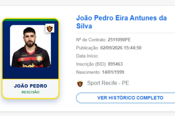 Rescisão do zagueiro João Silva (Reprodução/BID/CBF)