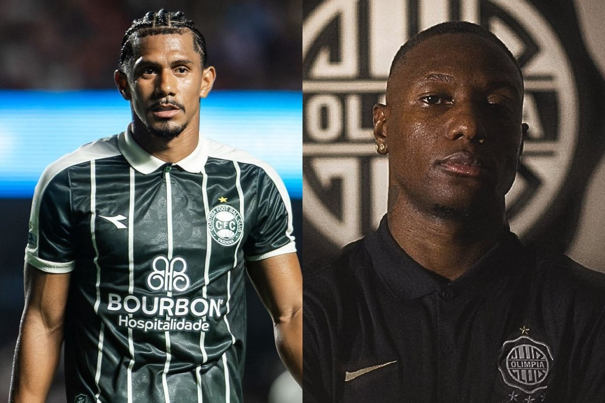 O volante Fernando Sobral e o lateral-esquerdo Anibal Chalá/JP Pinheiro/Coritiba e Reprodução/Club Olimpia