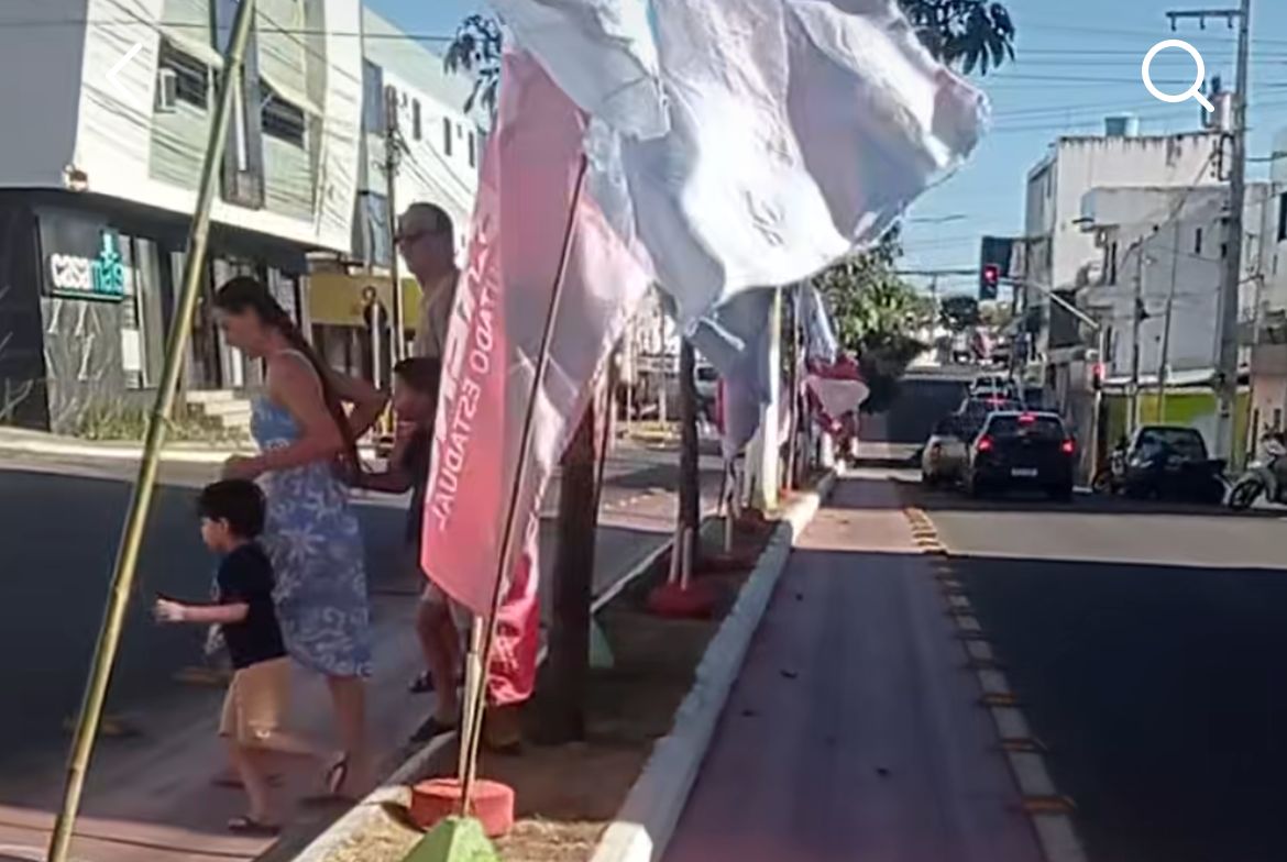 Bandeiras com propaganda eleitoral atrapalham motoristas e ciclistas em Serra Talhada/Foto: Reprodução/Instagram