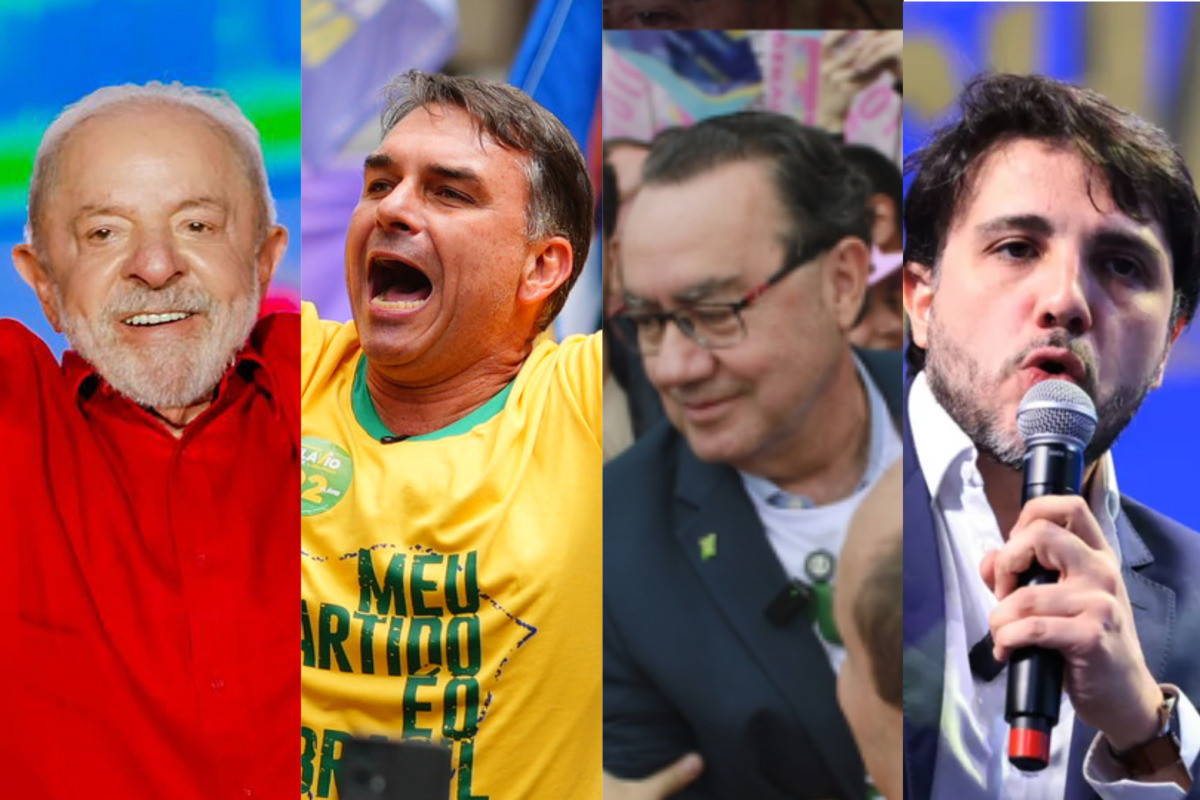 Lula (PT), Flávio Bolsonaro (PL), Augusto Cury (Avante) e Renan Santos (Missão)/Ricardo Stuckert/Vittor Sales/Divulgação/Divulgação