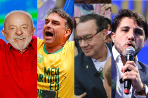 Lula (PT), Fl&aacute;vio Bolsonaro (PL), Augusto Cury (Avante) e Renan Santos (Miss&atilde;o)