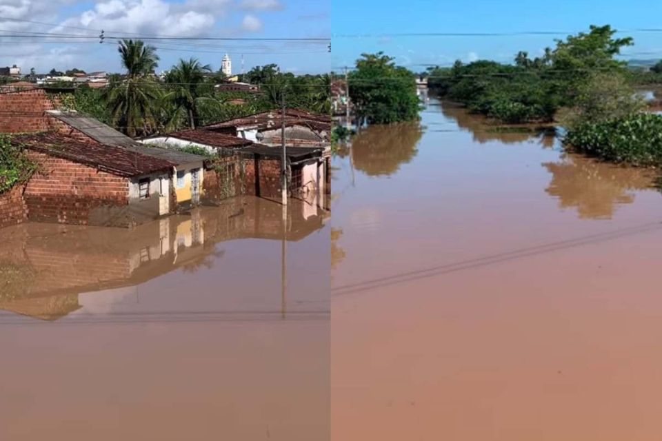 Além das chuvas do Dia do Trabalhador, Goiana foi atingida por outra cheia no final de junho/Foto: Reprodução / Redes sociais