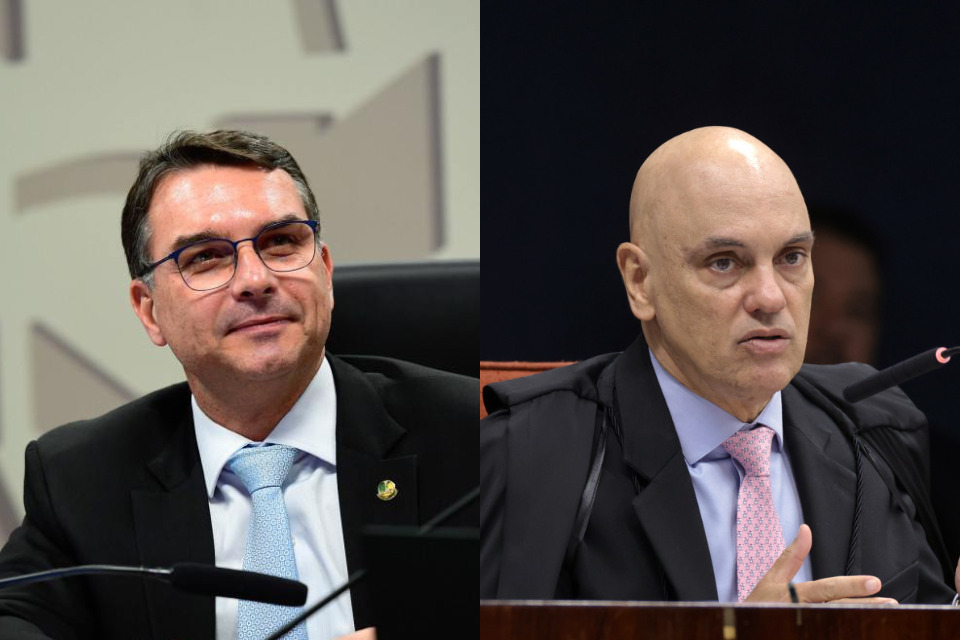 Flávio Bolsonaro e o ministro Alexandre de Moraes /Saulo Cruz/Agência Senado e Rosinei Coutinho/STF