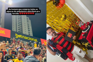 Conhe&ccedil;a Geraldo, torcedor do Sport que viralizou ap&oacute;s distribuir sacos de pipoca com torcida