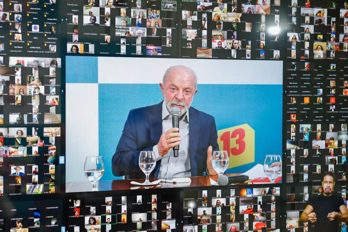 Presidente da República e candidato à reelição, Lula, durante a live no Palácio do Planalto/ Ricardo Stuckert/PT