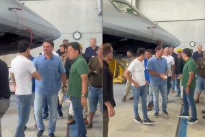 Candidato &agrave; Presid&ecirc;ncia foi recebido no aeroporto por Mendon&ccedil;a Filho e Anderson Ferreira antes de seguir para compromissos pol&iacute;ticos.