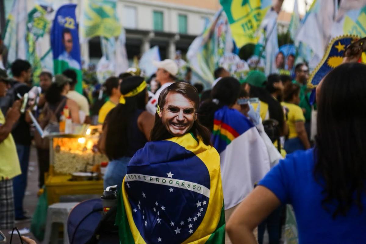Imagens do ato de Flávio Bolsonaro no Recife (Foto: Karol Rodrigues/DP Foto)