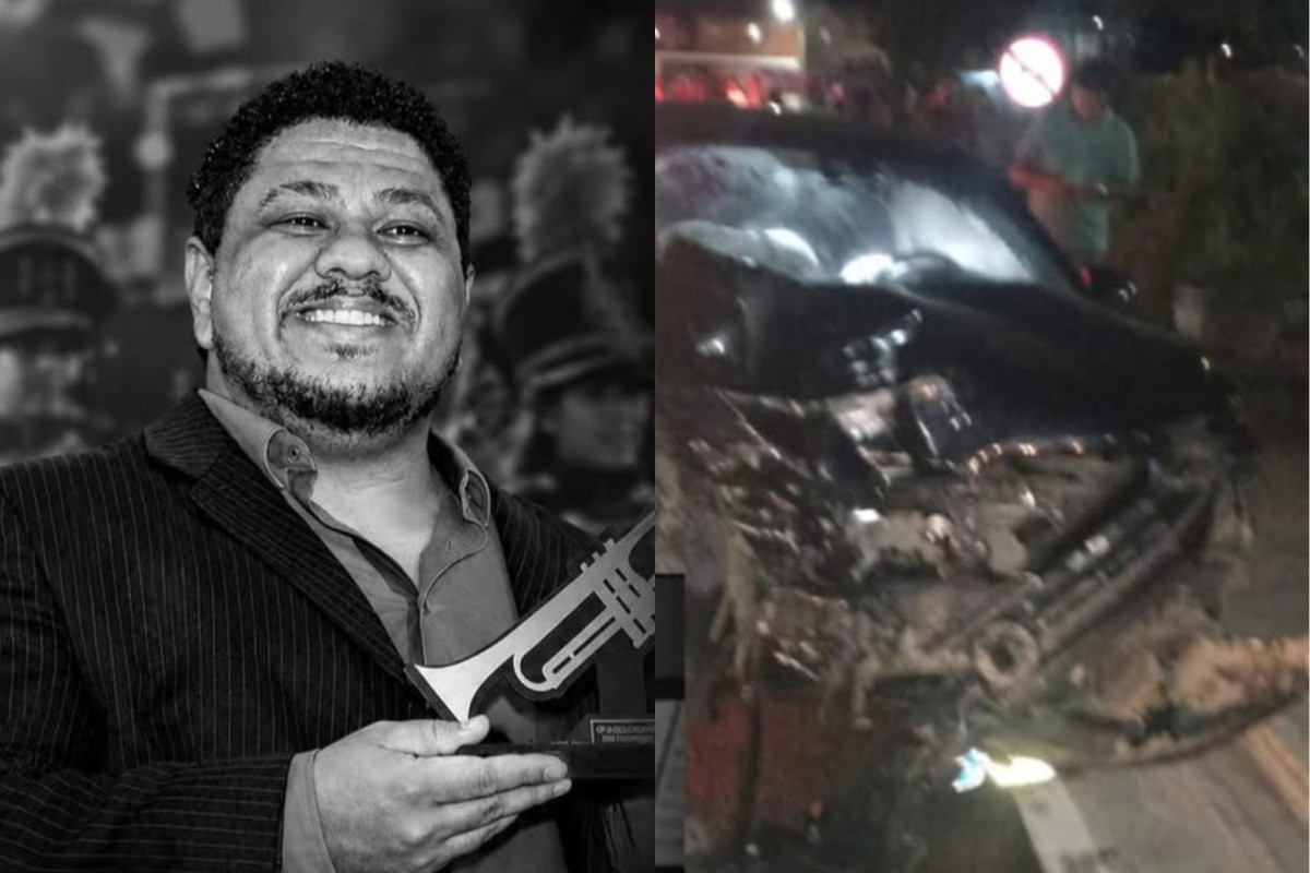 A motocicleta em que estava o maestro Abner Costa Leite foi atingida por um Volkswagen Jetta/Reprodução/Redes sociais