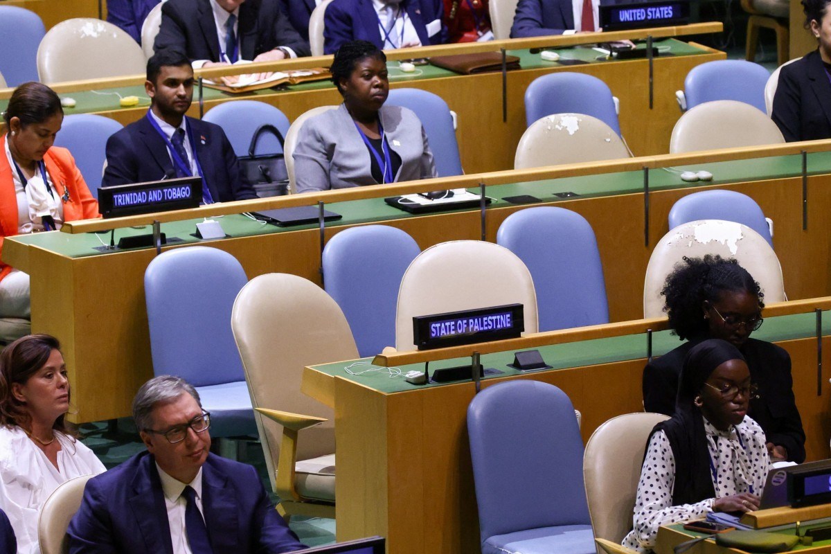 Setor destinado à delegação palestina permaneceu vazio enquanto Benjamin Netanyahu discursava/LEONARDO MUNOZ/AFP