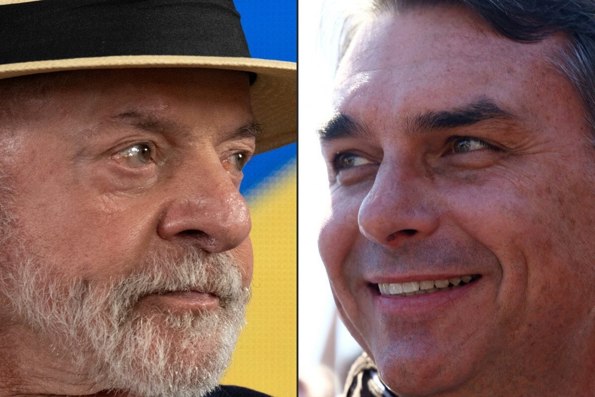 O presidente do Brasil, Luiz Inácio Lula da Silva, e o candidato Flávio Bolsonaro/PABLO PORCIUNCULA E SILVIO AVILA/AFP