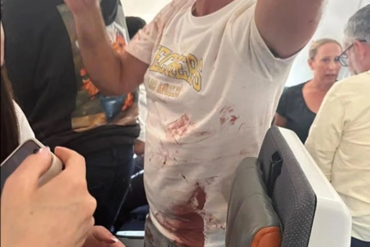 Confusão começou na cabine e seguiu na parte dianteira do avião/Reprodução/Redes Sociais