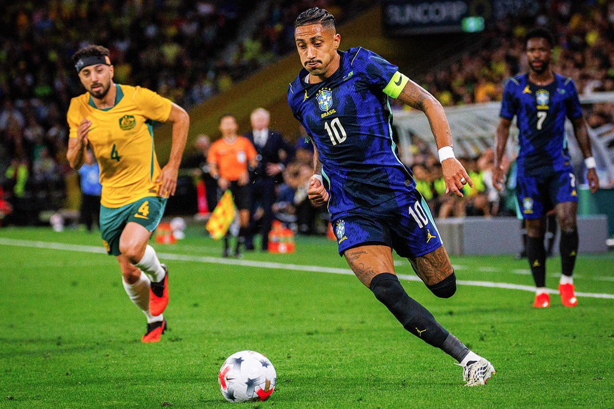 Raphinha, atacante da seleção brasileira/PATRICK HAMILTON/AFP