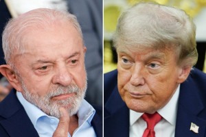 O presidente do Brasil, Luiz In&aacute;cio Lula da Silva, e o estadunidense Donald Trump