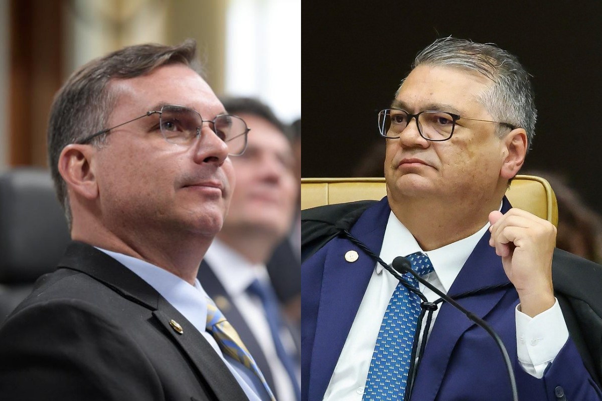 Senador Flávio Bolsonaro e ministro Flávio Dino/Saulo Cruz/Agência Senado e Gustavo Moreno/STF