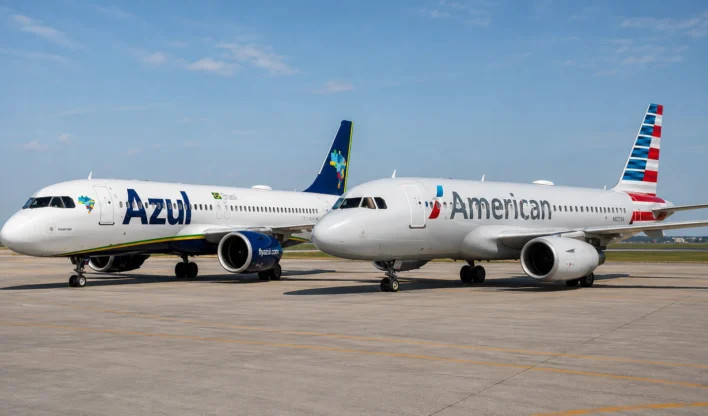 Cinco processos estao na pauta de julgamentos da próxima quarta-feira (7) do Cade, incluindo a operação entre a Azul e a American Airlines/Azul/Divulgação