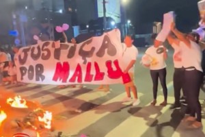 Protesto em frente &agrave; igreja do Pina, na Zona Sul do Recife, pedindo justi&ccedil;a e respostas para Mallu