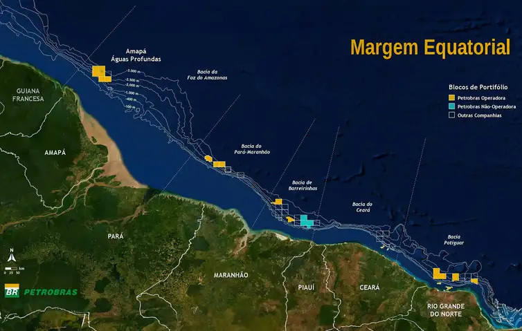 Dois setores a serem leiloados pertencem à Bacia do Ceará, localizada na Margem Equatorial Brasileira/Arte Petrobras/Divulgação