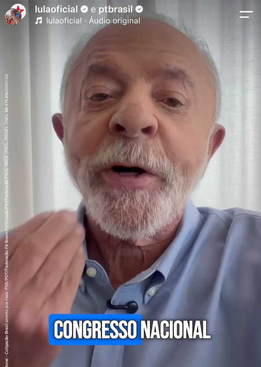 Nas redes sociais, Lula grava selfie chamando os apoiadores &agrave;s ruas para barrar "retrocesso" e convencer indecisos - Reprodu&ccedil;&atilde;o / Instagram @lulaoficial