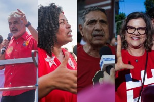 Senador Humberto Costa (PT), deputada estadual Dani Portela (PT), deutado estadual Jo&atilde;o Paulo (PT) e senadora Teresa Leit&atilde;o (PT) 