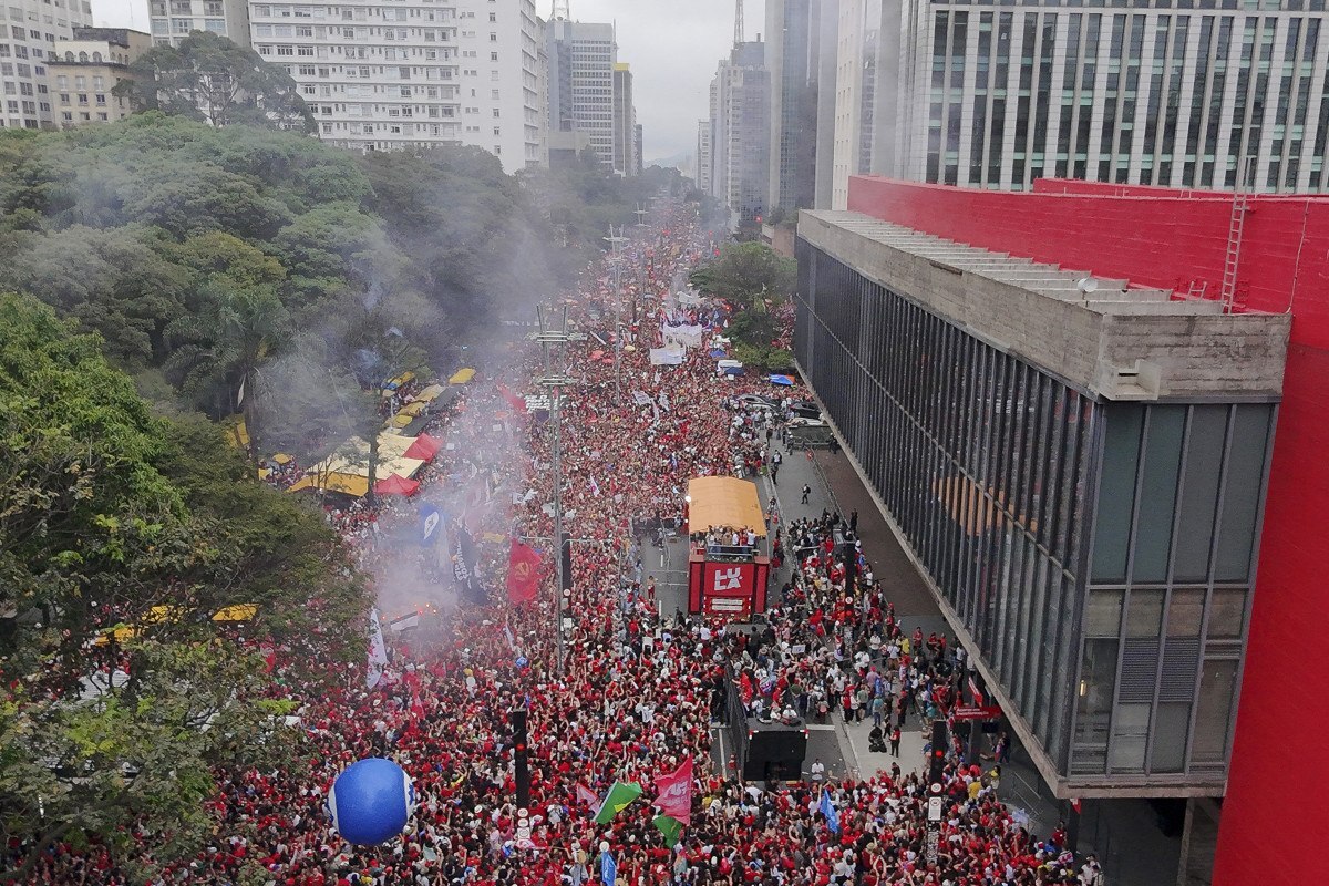 Ato da campanha de Lula (PT) em São Paulo/Foto por MIGUEL SCHINCARIOL/AFP
