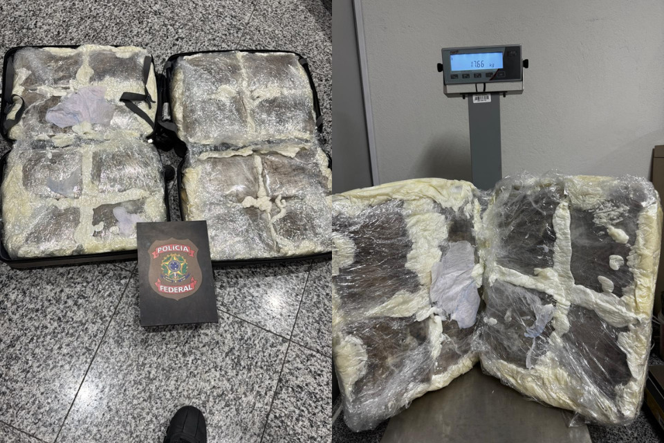 PF apreendeu 33,9 kg de skank em malas de passageira no Aeroporto do Recife/Divulgação/Polícia Federal