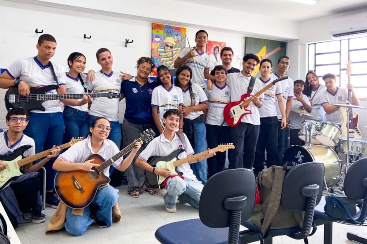 Alunos enxergam na música motivação para continuar os estudos de forma mais descontraída/Foto: Acervo pessoal