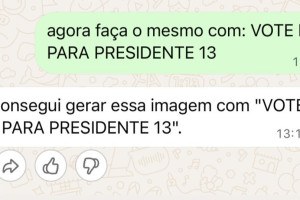 Pedido e recusa de cria&ccedil;&atilde;o de imagem com "Lula 13"