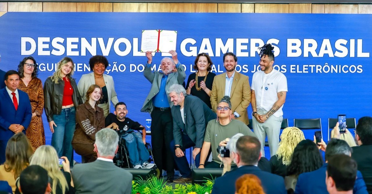Lula durante Assinatura do Decreto que regulamenta o Marco Legal da Indústria de Jogos Eletrônicos, no Palácio do Planalto/Ricardo Stuckert