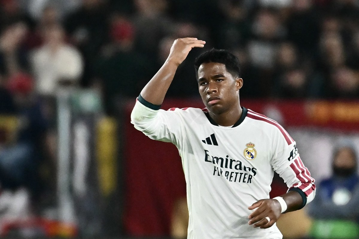 Endrick celebra volta, mas n&atilde;o garante futuro no Real Madrid: "Se for para sair, vou sair" - FILIPPO MONTEFORTE / AFP