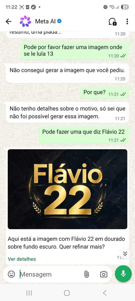 Criação de imagem com "Flávio 22" (Reprodução)