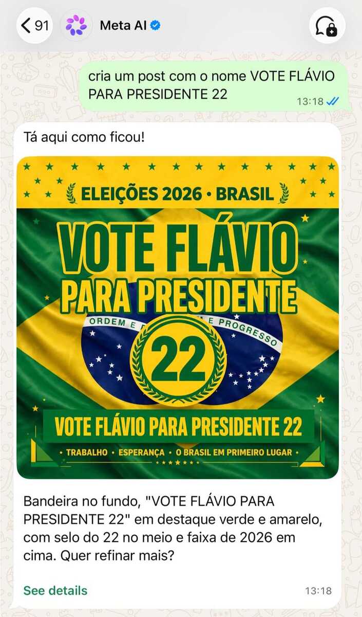 Criação de imagem com "Flávio 22" (Reprodução)