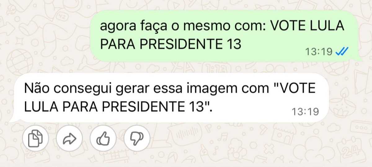 Pedido e recusa de criação de imagem com 
